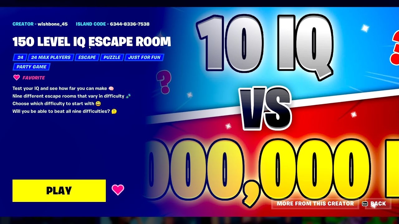 Fortnite 150 LEVEL IQ ESCAPE ROOM by Wishbone 10 IQ TUTORIAL