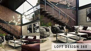 Living and dining room loft industrial design 360 | LUMION 10