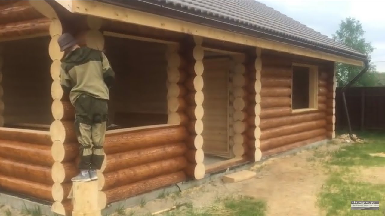 Отделка сруба из бревна. - YouTube