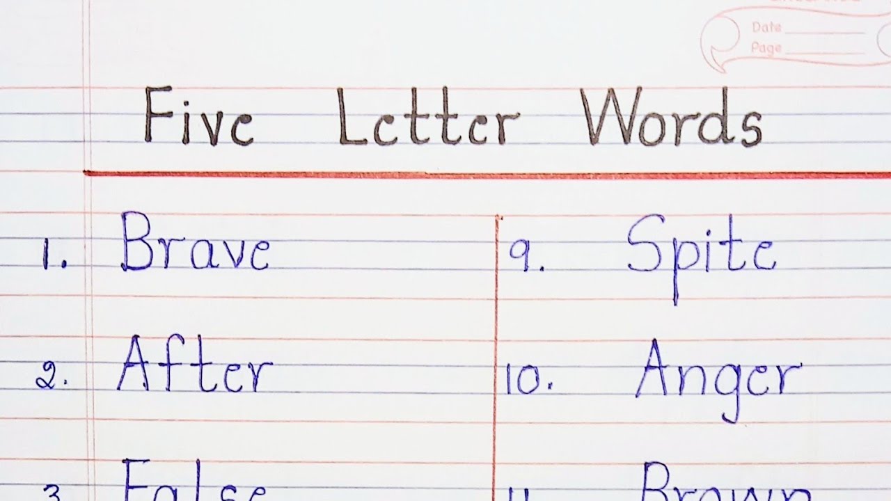 Five Letter Words || 60 Five Letter Words