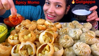 Eating Spicy🔥 GOLGAPPE Vs Spicy MOMO Challenge | Indian Street Food Eating Challenge | Asmr Mukbang