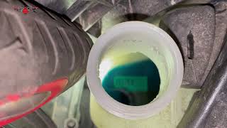 BMW F45 2 218d screen wash fluid top up, coolant level visual check and antifreeze percentage.