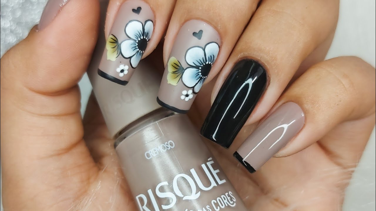 unhas decoradas - flor carga dupla passo a passo