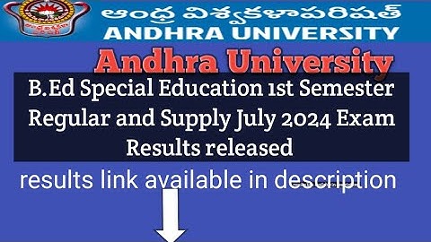 Andhra University B.Ed Special Education 1st Semester Regular and Supply July 2024 Exam Results