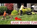 LAWN MOWER for KIDS: Toy Lawn Mowers vs Real Lawn Mower! HELPING MOM MOW GRASS