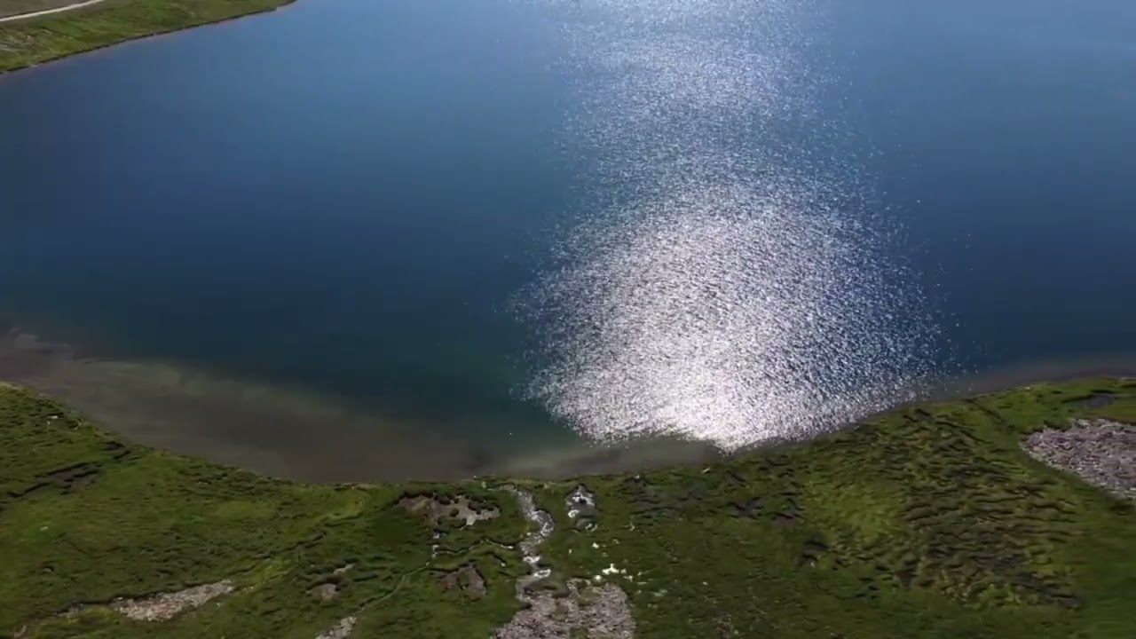 Drone Video of Beautiful Sheosar Lake -- Deosai National Park -- Gilgit Pakistan