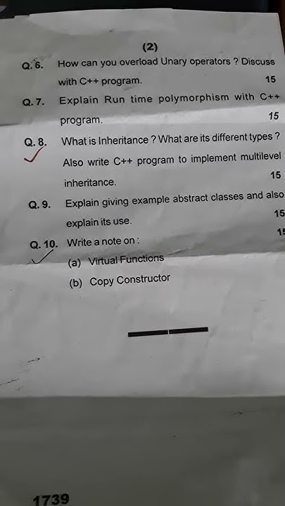 Object oriented programming using c++ question paper - YouTube