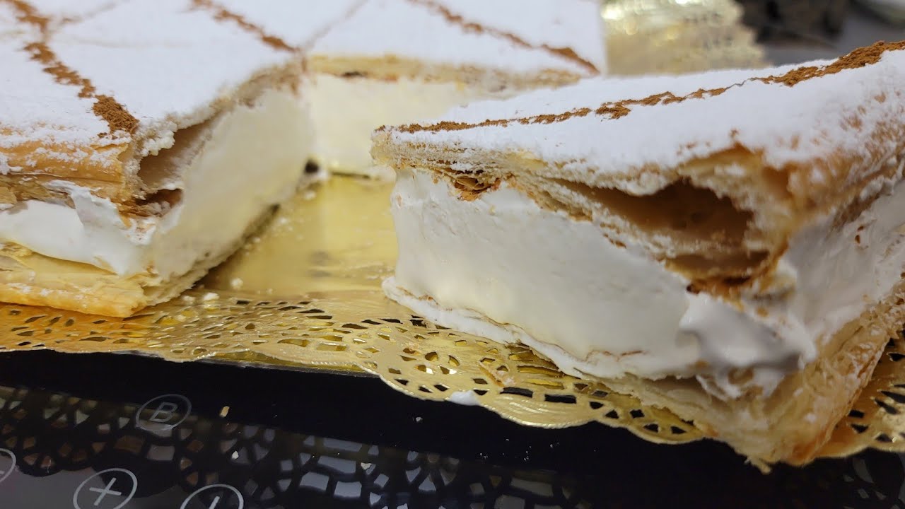 milhojas de hojaldre y merengue suizo