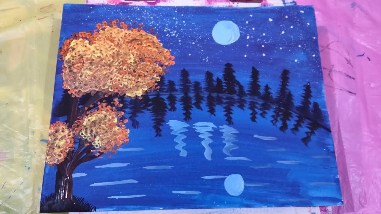 diy easy water landscape with aryclic paint