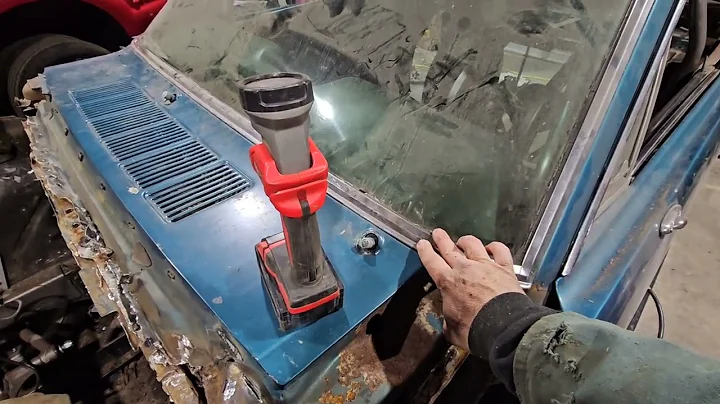 repairing  rust removing front windows and cowl from 1965 mustang