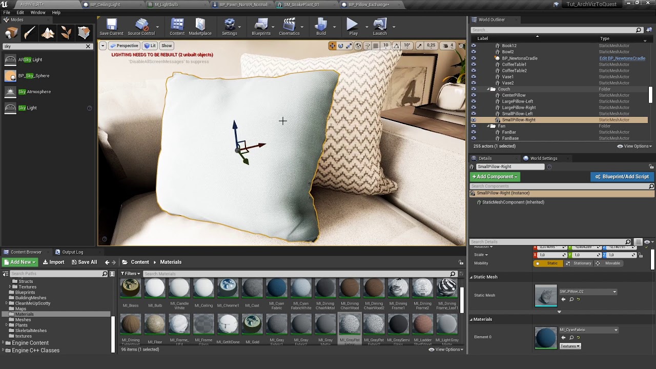 UE4 Realtime Archviz Example Project to Oculus Quest 11: Material ...