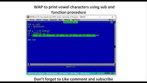 WAP to print vowel character  system using sub and function procedure