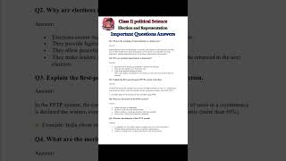 Class 11 Political Science | Election and Representation | Most Expected Q&A for Exams