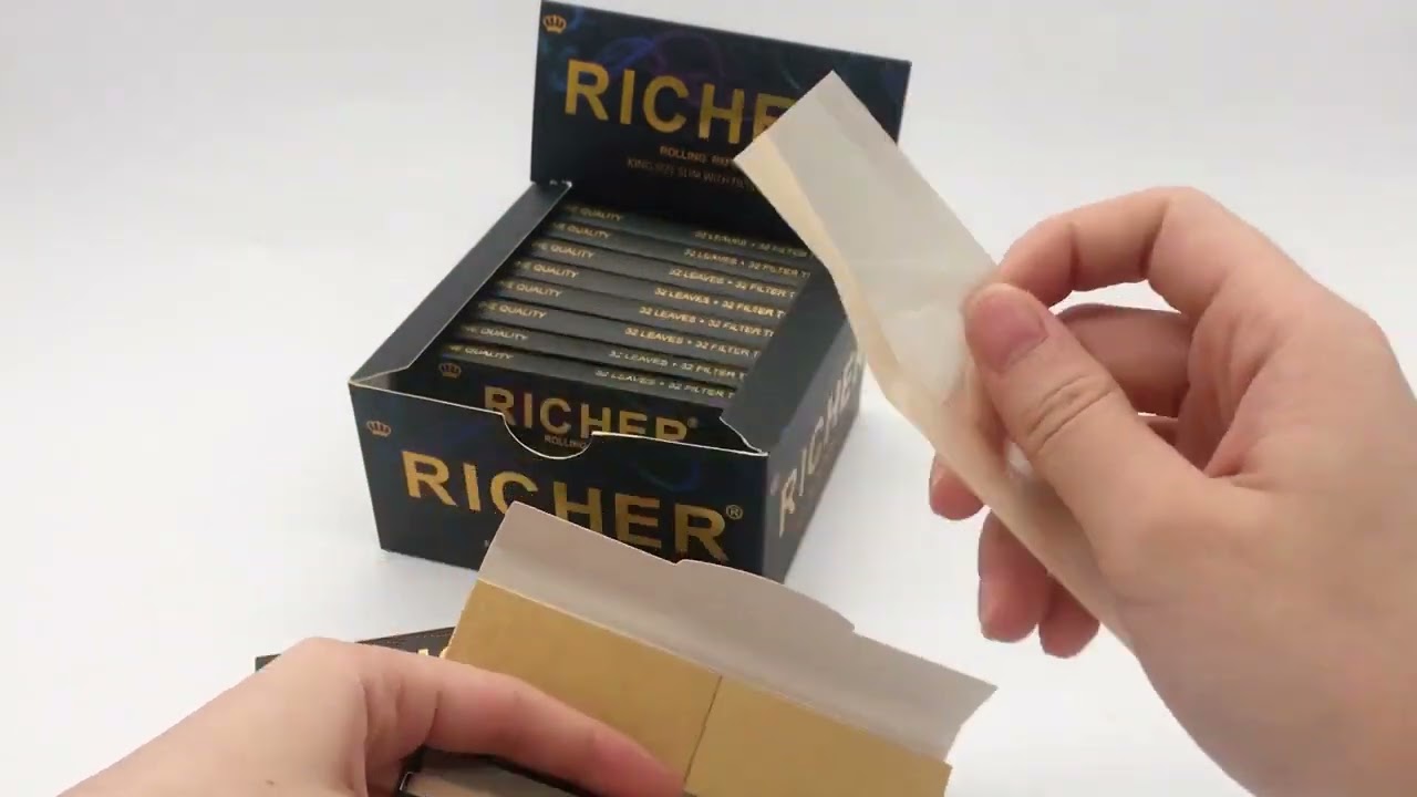 gold stamp insert closure king size rolling paper with filter tips