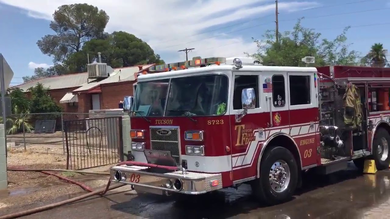 Fire crews battle house fire in central Tucson - YouTube