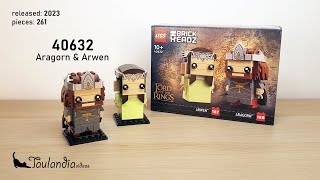 LEGO Lord of the Rings BrickHeadz 40632: Aragorn & Arwen (2023) - unboxing and speed building
