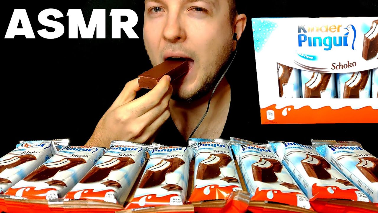 ASMR EATING KINDER PINGUI CHOCOLATE BAR DESSERT MUKBANG | No Talking Eating Sounds Chill Down ASMR