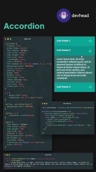Simple Accordion Lists with Animated Detail Section #html #css # ...