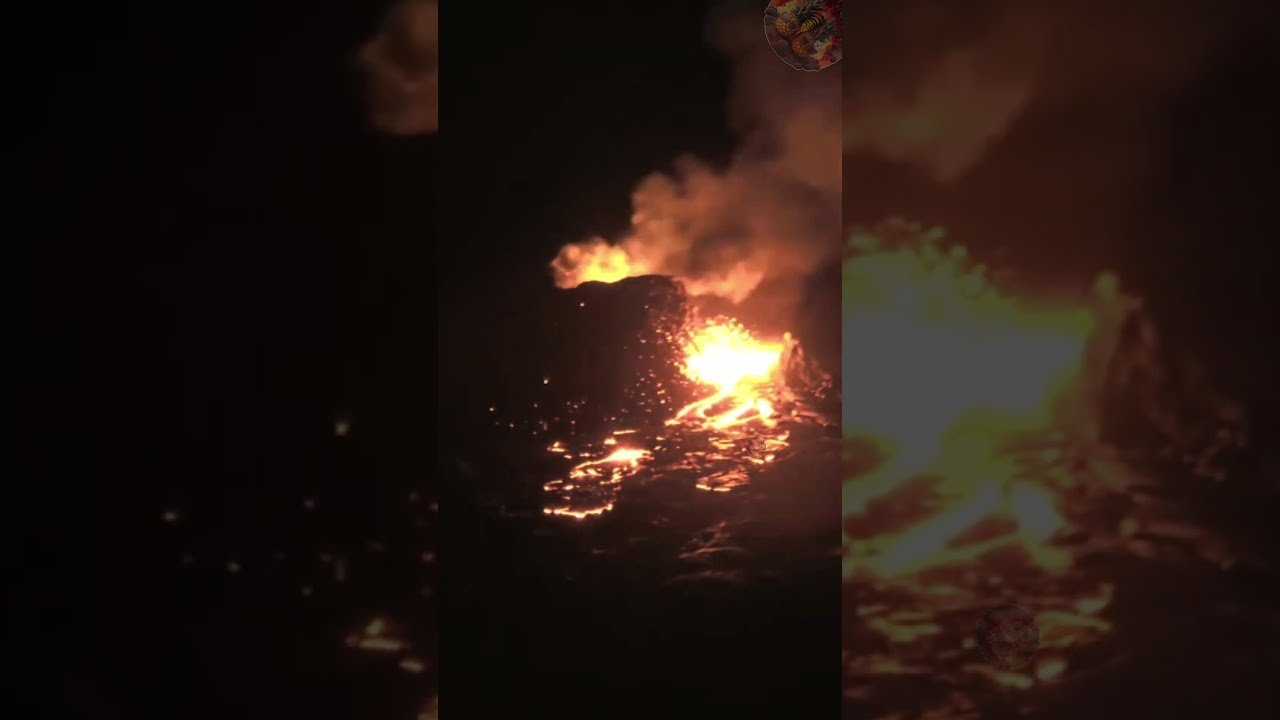 Lava  Overflows Double Spatter Jets 🔥 Kīlauea Hawaii