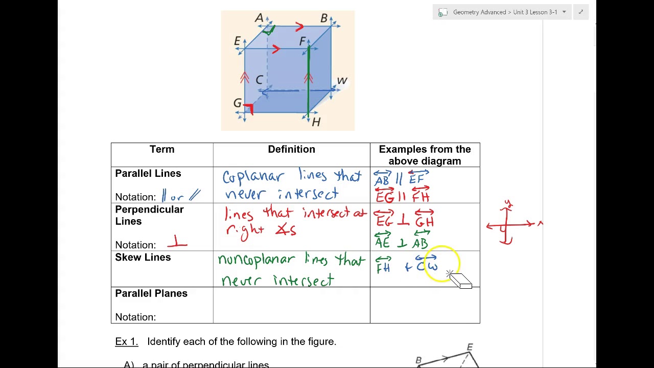 Lesson 3-1 Parallel Lines and Angles Notes - YouTube