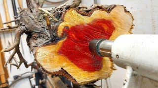 Woodturning - Red Pearl !! ASMR 【職人技】木工旋盤で木の真珠