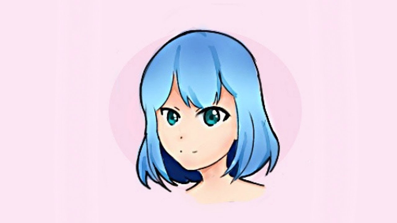 Speeddraw Blue Haired Anime Girl Youtube 