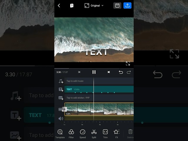 Sea waves Text Reveal in Vn Video Editor Tutorial class=