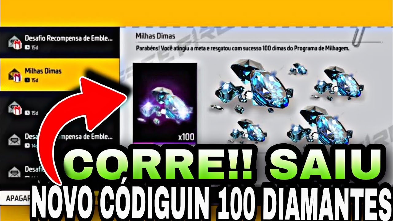CODIGUIN FF: Código Free Fire de 100 Diamantes ativos para