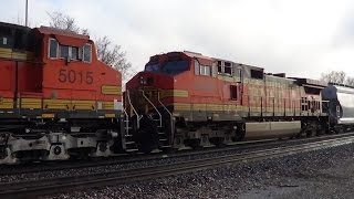 Six BNSF Engines Lead Mixed Freight Train