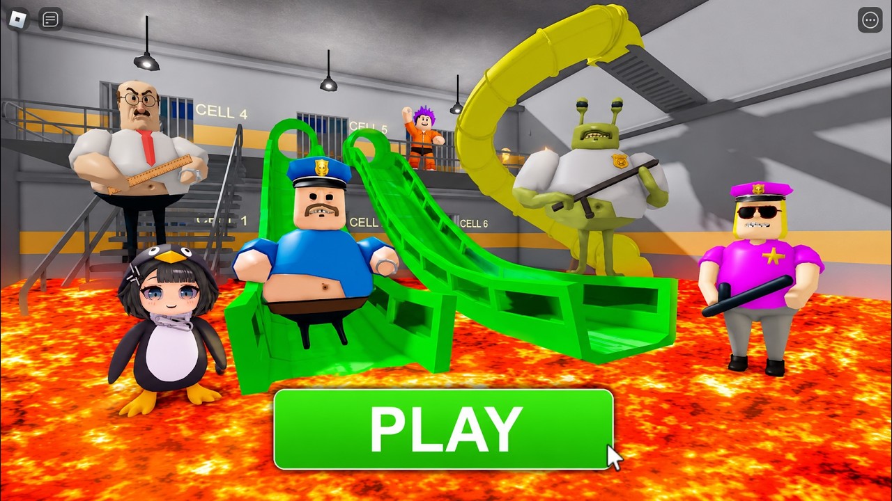 LAVA SLIDE PRISON RUN WITH ITEMS! Obby roblox Gameplay Walkthrough No Death 4K
