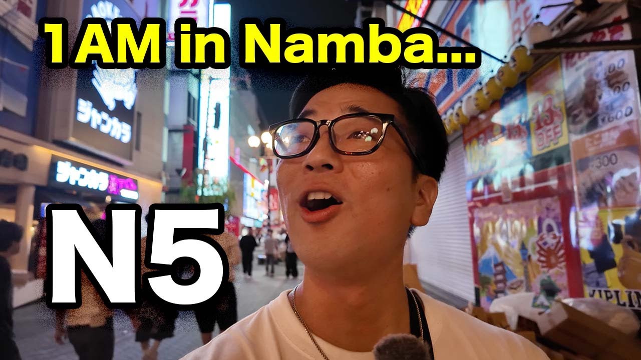 【N5-N4】Easy Japanese listening practice / Walking in Namba at 1AM on Friday night