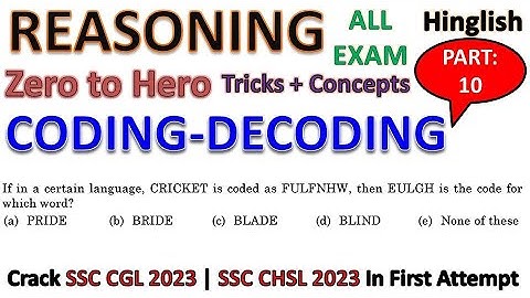Coding Decoding Questions for SSC CGL |  VVI Coding Decoding SSC Questions | SSC Exam Prep v10
