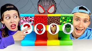 Mystery Candy Machine Challenge 빨대 음료수 챌린지 Superhero Mukbang by SWEET EAT