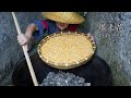 【Shyo video】20斤石頭，6斤玉米，放進大鐵鍋秘製爆米花，做一道硬菜