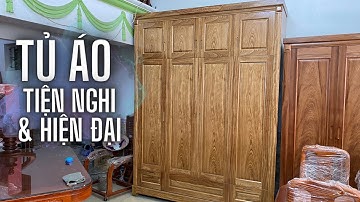 Tủ quần áo 2 tầng 4 cánh và 3 buồng, gỗ hương xám siêu phẩm.