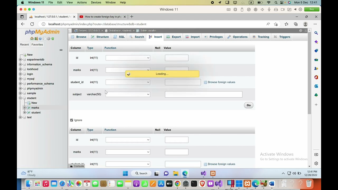 How to create a Foreign Key constraint in MySQL database on phpMyAdmin  Make table relationship