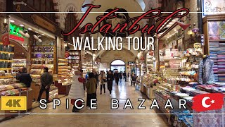 Spice Bazaar (Mısır Çarşısı) Egyptian Bazaar, Istanbul, Türkiye (Turkey), Walking Tour [4k]