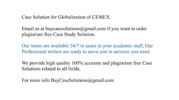 Case Solution Globalization of CEMEX