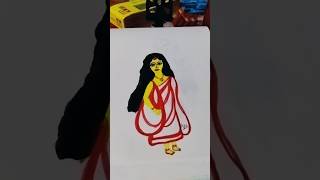 Bangoli girl with saree ♥️♥️ #shorts #art #painting