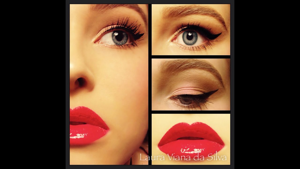 Makeup Tutorial Black Winged Eyeliner Bright Red Lips YouTube