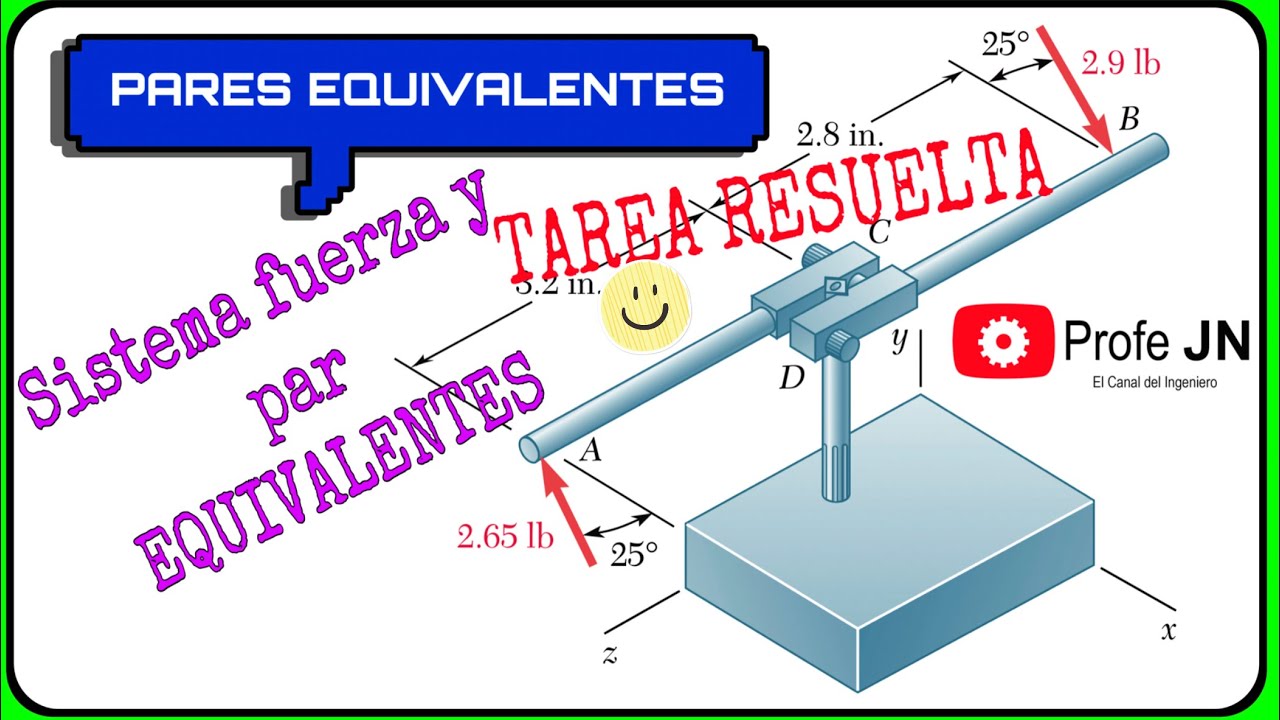 Sistemas Equivalentes de Fuerza, Momento Par y Fuerza Resultante | Ejercicio 3-89 Estática de Beer