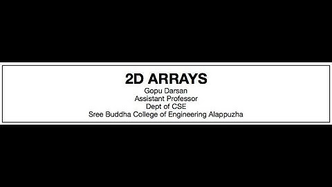 EST 102 2-D ARRAY INTRODUCTION