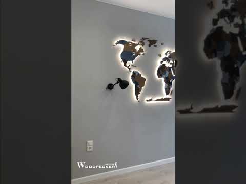Деревянная Карта Мира С Подсветкой Светодиодной От Woodpecker Decor Декор На Стену | Ручная Работа