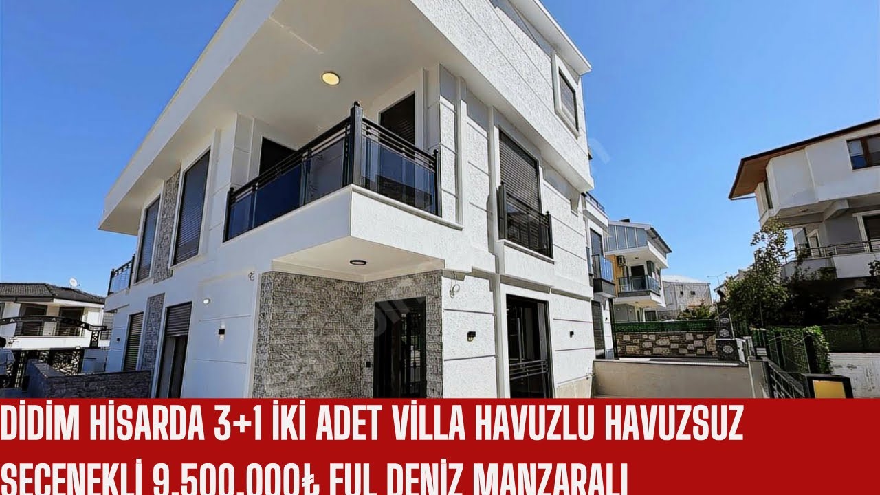 DİDİMDE DENİZ MANZARALI İKİ ADET VİLLA 3+1 HAVUZLU VE HAVUZSUZ #didim #didimaltinkum 