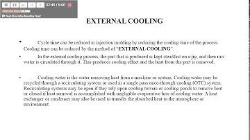 CYCLE TIME REDUCTION IN INJECTION MOULDING THROUGH EXTERNAL COOLING
