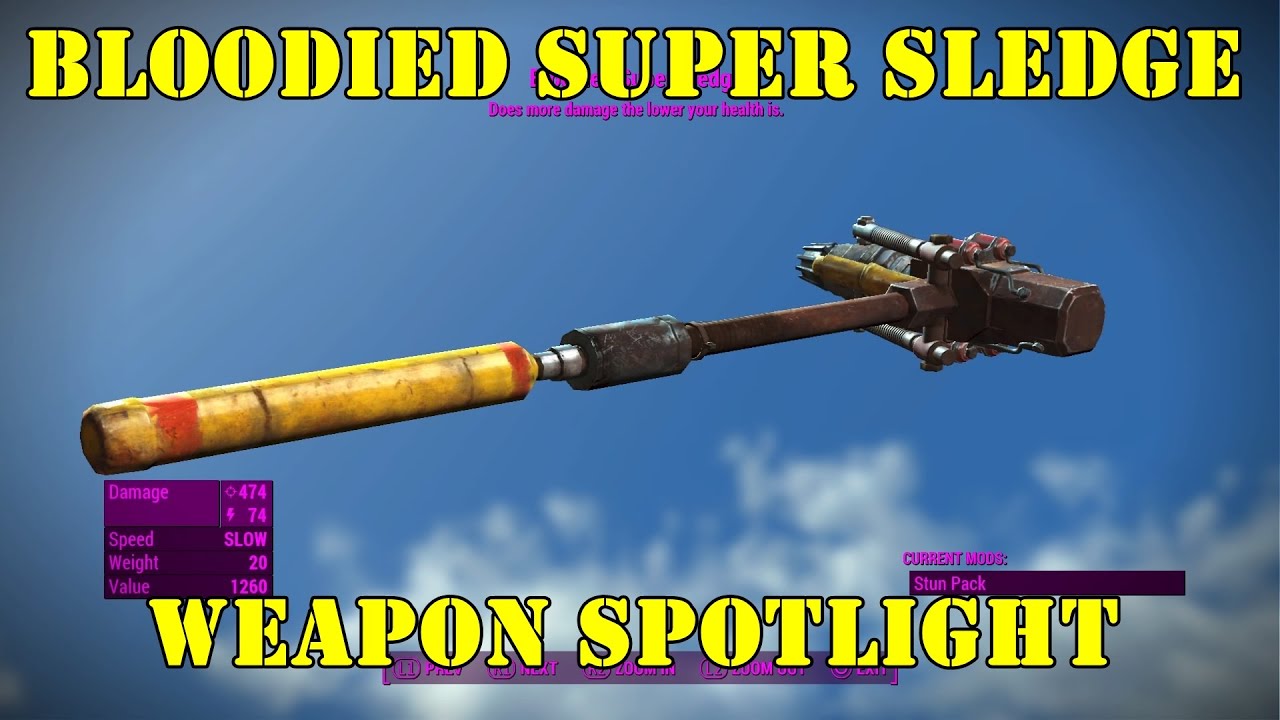 Fallout 4 Weapon Spotlights Bloodied Super Sledge YouTube