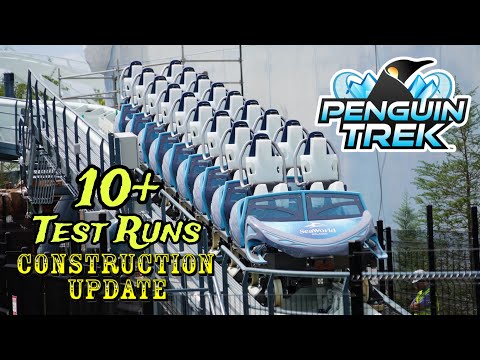 SeaWorld Orlando Penguin Trek Testing Spree Construction Update 4.28.24 10+ TEST RUNS!