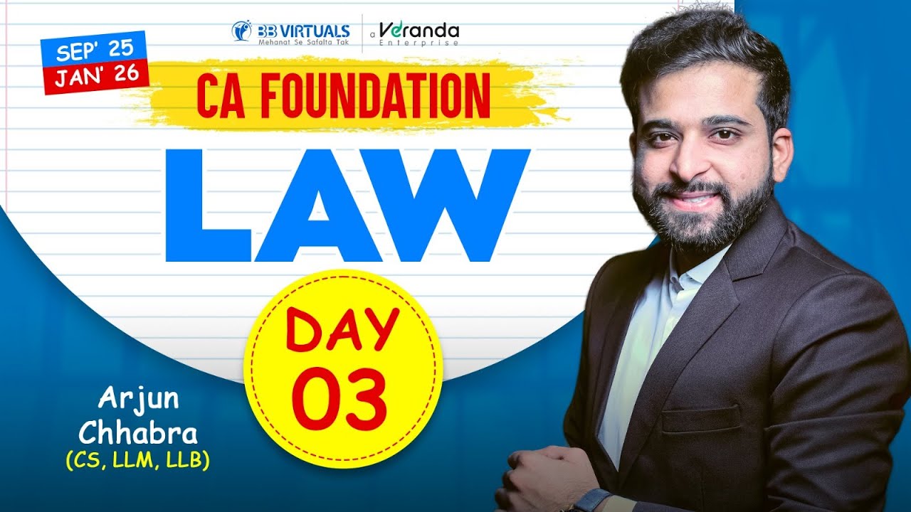 NEW ENTRY POINT - CA Foundation - Law | Demo | CS Arjun Chhabra | CA ...