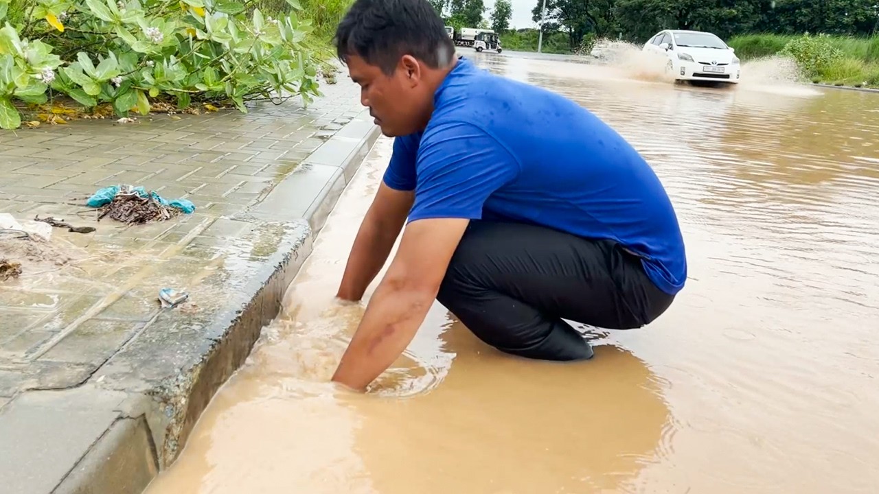 Daily Mission Clean Culvert Drain On Street After Strom Rain