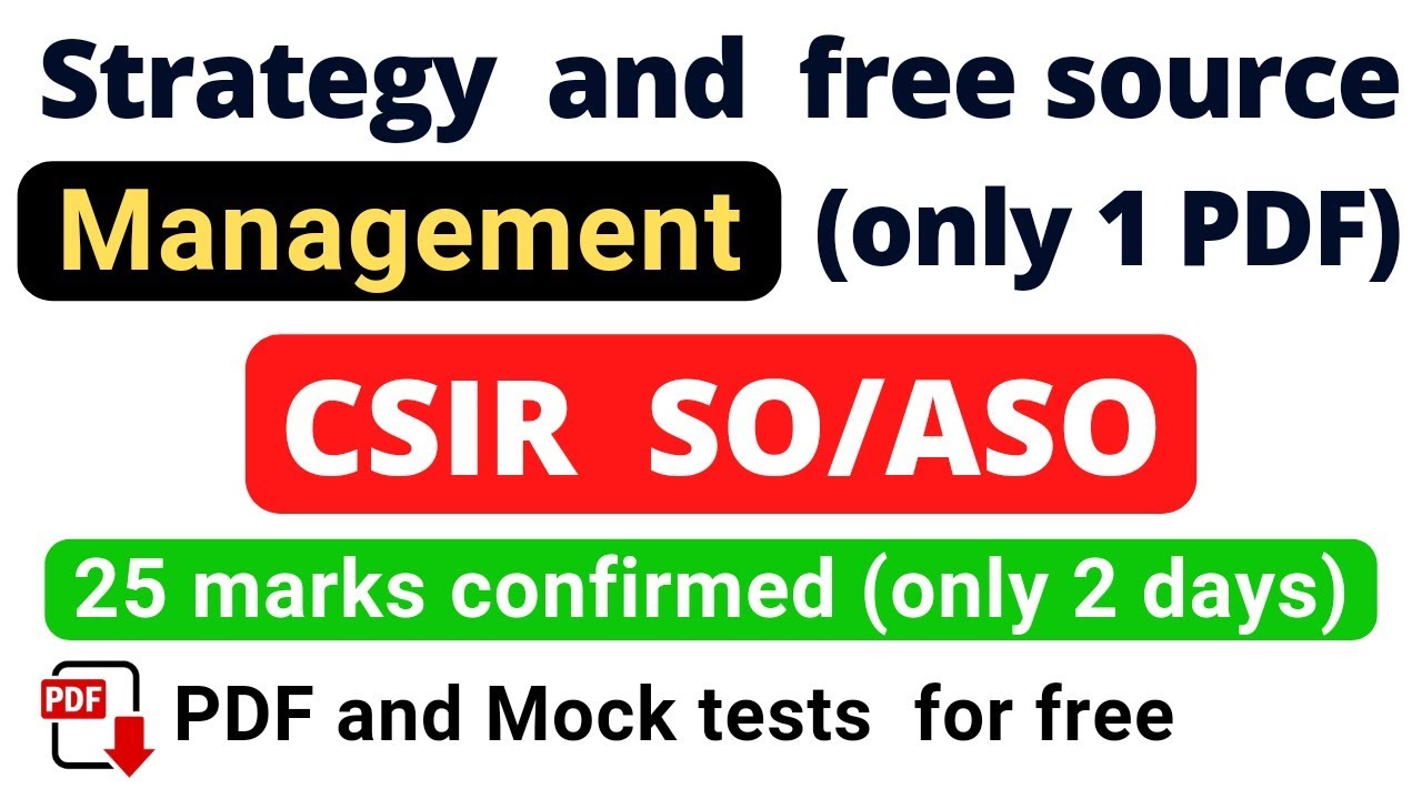 Management in 2 days (only 1 PDF) for CSIR SO/ASO || #csirso #csiraso ...